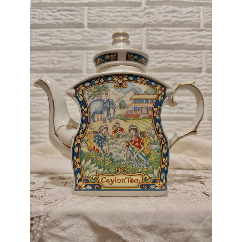 Sadler World of Tea Collection Ceylon Tea Ceramic Teapot w/ Lid, England
